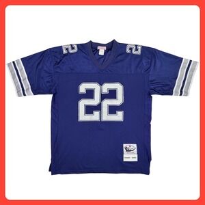 Mitchell Ness Emmitt Smith Jersey Men XL Blue‎ Mesh Throwback Dallas Cowboys 22